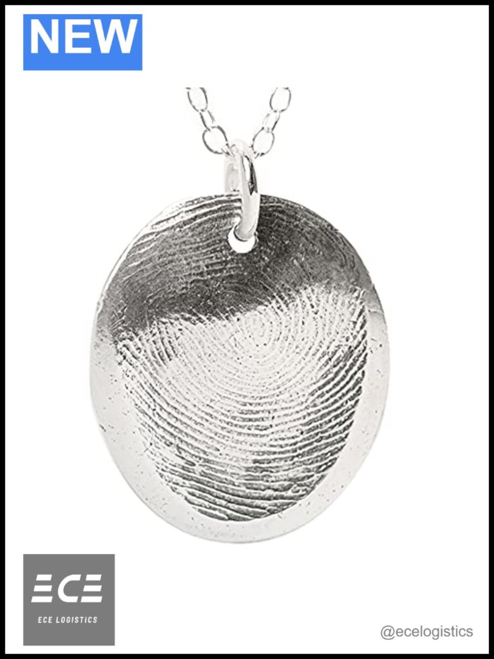Custom Silver Fingerprint Pendant Kit 925 Sterling Silver Necklace